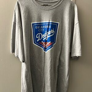 Okc Dodgers Gear For Sports Gray and Blue Short Sleeve Tee